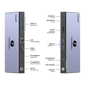 QGeem Thunderbolt 4 Multiport 14 in 1 Docking Station 8K with 100W PD : image 2