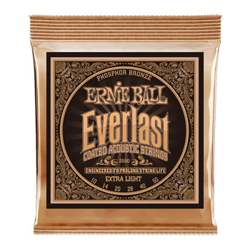 Ernie Ball Everlast Coated Phosphor Bronze Extra Light Gauge 10-50 Acoustic Guitar Strings