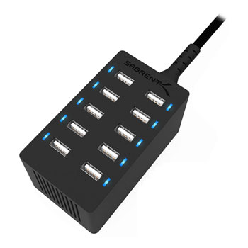 Sabrent 60 Watt (12 Amp) 10-Port Smart USB Rapid Charger : image 1