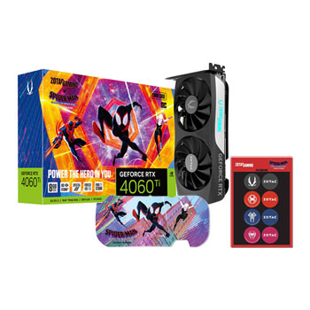 ZOTAC Gaming GeForce RTX 4060 Ti 8GB Twin Edge OC Spider-Man: Across The  Spider-Verse Inspired Graphics Card Bundle, ZT-D40610H-10SMP