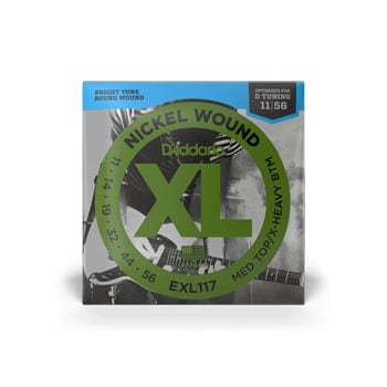 D'Addario EXL117 Nickel Wound Electric Guitar Strings, Medium Top/Extra-Heavy Bottom, 11-56
