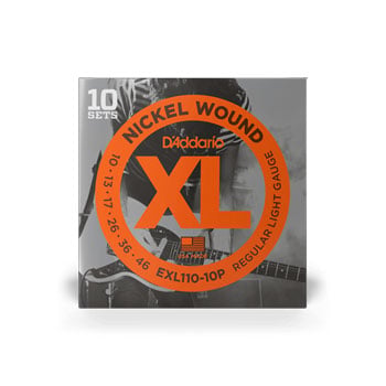 D'Addario EXL110-10P Nickel Wound Electric Guitar Strings, Regular Light, 10-46, 10 Sets