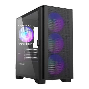 Montech AIR 100 ARGB Tempered Glass micro ATX Case with 4x RGB Fans Black