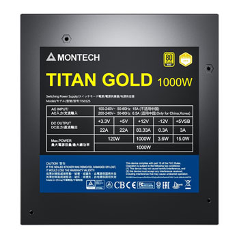 Montech TITAN GOLD 1000W 80+ GOLD PCIE 5 Fully Modular Power Supply/PSU ATX3.0 : image 3