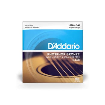 Daddario D'addario 12-String Phosphor Acoustic Guitar Strings, Ligh Bronze Ej38