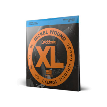 D'Addario EXL160S Nickel Wound Bass Guitar Strings, Medium, 50-105, Short Scale
