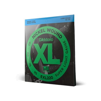 D'Addario EXL220 Nickel Wound Bass Guitar Strings, Super Light, 40-95, Long Scale