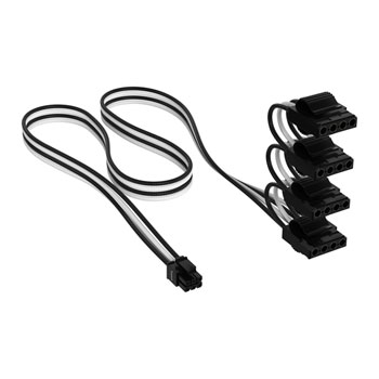 Corsair Premium Black/White Individually Sleeved Peripheral Power (Molex) Type-5 PSU Cable : image 2