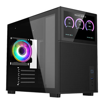 CiT Jupiter Black MicroATX PC Case with 8-Inch LCD Screen