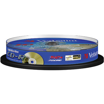 Verbatim 43441, 10pcs Cakebox 700MB CD-R 52x,  Lightscribe, 80min Media
