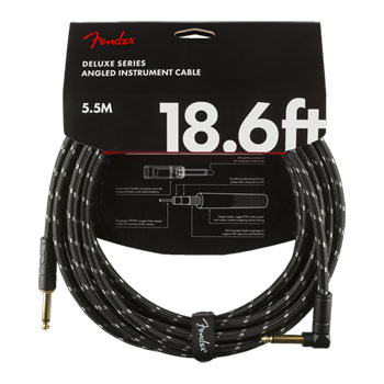Fender Deluxe Series Instrument Cable, Straight/Angle, Black Tweed (18.6 ft)