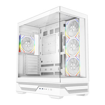 CiT Destiny White Mid Tower Tempered Glass PC Gaming Case with ARGB Fans