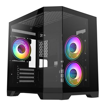 CiT DS240 Black Micro-ATX Tempered Glass PC Gaming Case with 3x Celsius Fans
