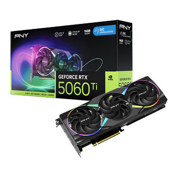PNY NVIDIA GeForce RTX 5060 Ti 16GB ARGB Overclocked Triple Fan Blackwell Graphics Card