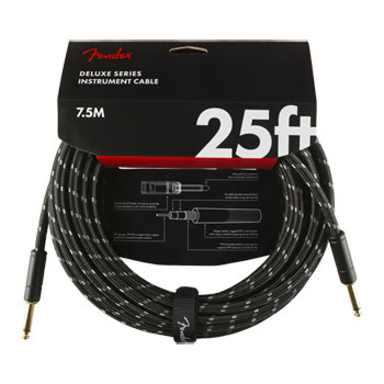 Fender Deluxe Series Instrument Cable, Straight/Straight, 25 ft, Black Tweed