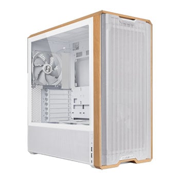 Refurbished Lian Li LANCOOL 217 White Wood Panel Tempered Glass Mid Tower PC Gaming Case