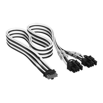 CORSAIR Elite Premium Black / White 12V-2x6 to 6+2-pin Power Supply Cable
