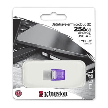 Kingston Datatraveler Microduo 3C 256Gb Dual Interface Usb Otg Flash D Dtduo3cg3/256Gb