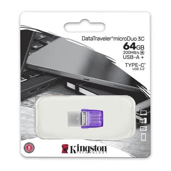 Kingston Datatraveler Microduo 3C 64Gb Dual Interface Usb Otg Flash Dr Dtduo3cg3/64Gb