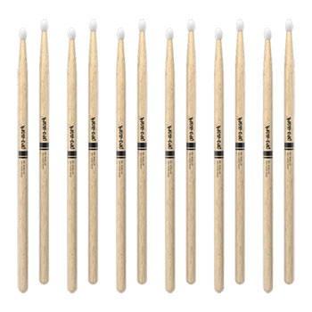 6 x Pairs ProMark Classic Attack 5B Shira Kashi Oak Drumstick, Oval Nylon Tip