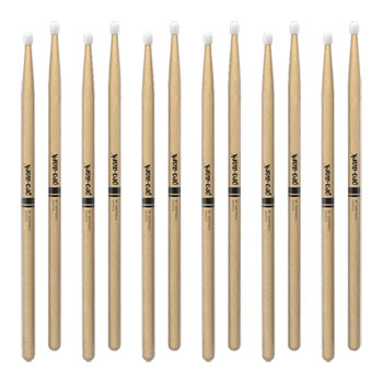 6 x Pairs ProMark Classic Forward 2B Hickory Drumstick, Oval Nylon Tip