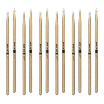 6 x Pairs - ProMark Classic Forward 5B Hickory Drumstick, Oval Nylon Tip