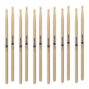6 x Pairs ProMark Classic Forward 5B Hickory Drumstick, Oval Wood Tip