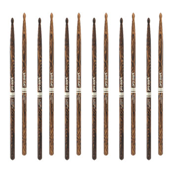 6 x Pairs ProMark Classic Forward 7A FireGrain Hickory Drumstick, Oval Wood Tip