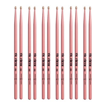 6 x Pairs - Vic Firth 5A Pink Hickory Drumsticks VF-5AP