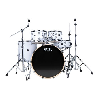 Natal Arcadia Poplar 5 Pc 22" Drum Kit with Hardware - Piano White