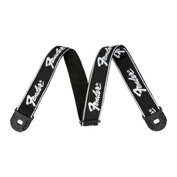 Fender Quick Grip Locking End Strap, Black with White Running Logo, 2"
