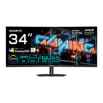 Gigabyte MO34WQC36 34" 1800R UWQHD 360Hz FreeSync Premium Pro DisplayHDR 500 QD-OLED Curved Monitor