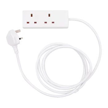 Tower 2 Metre 2 Socket Mains Extension Lead White