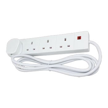 Scan 2 Metre 4 Socket Mains Extension Lead White