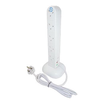 Tower 2 Metre 10 Socket Mains Extension Lead with Standing Mount
