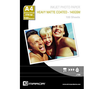 Mirror Inkjet Matte Photo Paper A4 140gsm 100pk (MP140HCP)