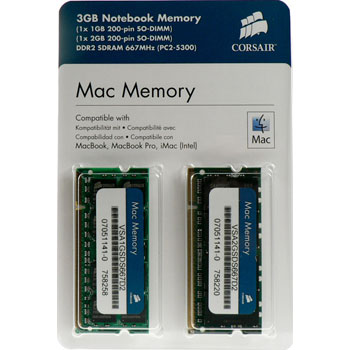 3GB Corsair Value Select, DDR2 SO-DIMM PC2-5300 (667), 200 Pin, Non-ECC Unbuffered, 5-5-5-12 : image 1