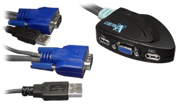 Newlink Micro 2 PORT KVM Switch using Attached MOULDED USB/VGA CABLE (NLKVM-USB2) : image 1