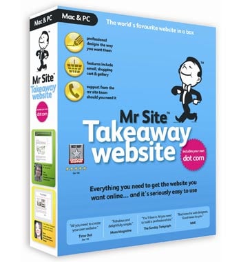 Mr Site Takeaway website, Build your own website + 150Mb Webspace + 1x Dot com & Email address