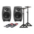 Thumbnail 1 : Genelec 8020D Monitor Speakers + Adam Hall Monitor Stands + Leads