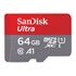 Thumbnail 1 : SanDisk Ultra 64GB UHS A1 Performance Micro SDXC Memory Card SD Adapter Included