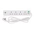 Thumbnail 1 : Tower 2 Metre 4 Socket Mains Extension Lead with USB Ports White