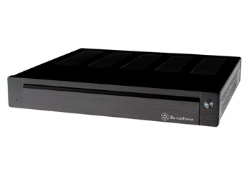 Silverstone LC19B-R Black Slim Aluminum MicroATX Case with 120W Fanless PSU & Card Reader : image 1