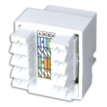 Scan 75071R White 8 Way CAT5e (180º) RJ45 Keystone Jack (Easy Fit) : image 1