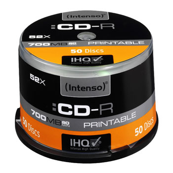 Intenso 50pcs Cakebox 700MB CD-R 52X, Full Face Printable, 80min 1801125
