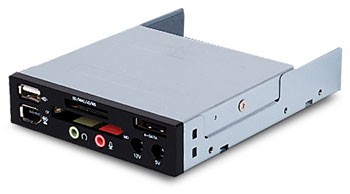 Silverstone Tech. 3.5" Black Multi Flash Card Reader & IO USB, Firewire, eSATA, HD audio (Azalia) : image 1