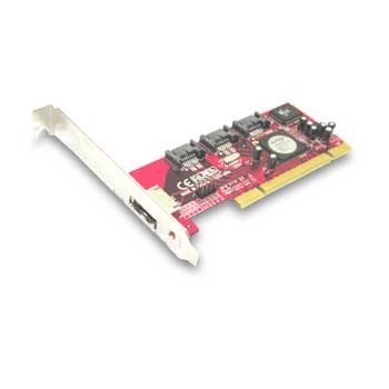 Lycom ST-125NR eSATA II-3Gbps External (eSATA)+3Internal 4Ports LP PCI 32bit Host (Non-Raid) : image 1