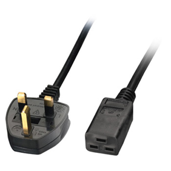 ScanFX 2m Mains Lead UK Plug to C19 Square Power Cable/Connector - Black : image 1