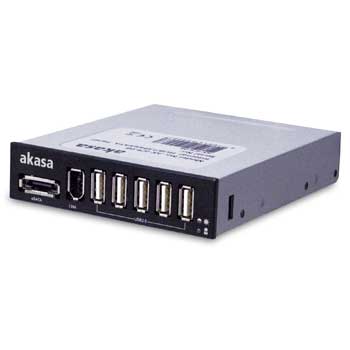 Akasa AK-ICR-08 InterConnect 3.5" Black Data panel ( 5xUSB, 1xe-Sata, 1xFirewire) inc White front : image 1