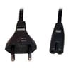 2m Xclio Mains Lead, EURO to C7 Figure 8 Power Cable, Moulded, 3.0, Black